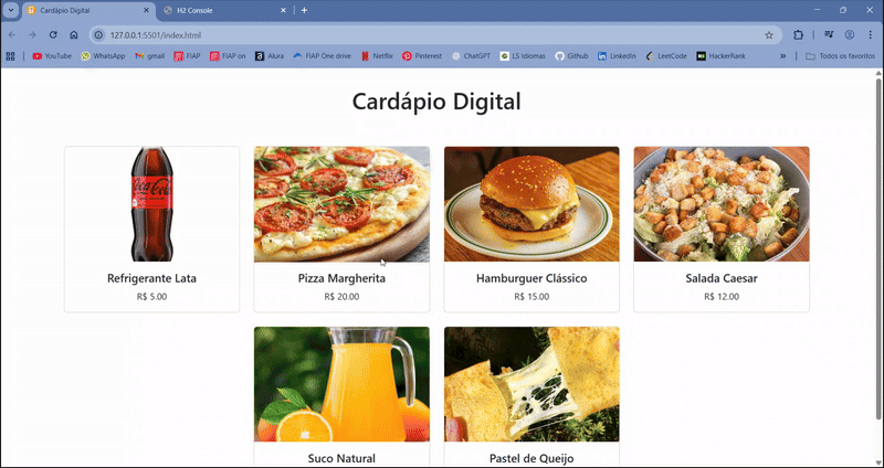 GIF demonstrando o frontend e a API do projeto