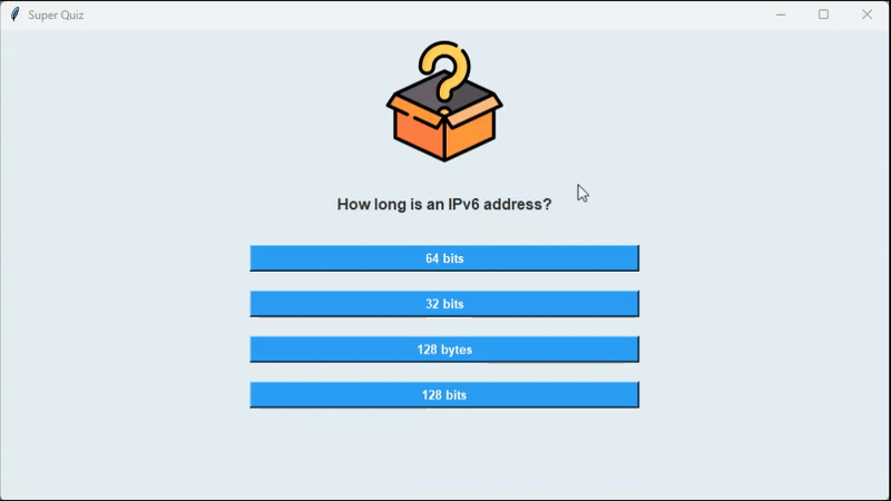 GIF demonstrando o super Quiz